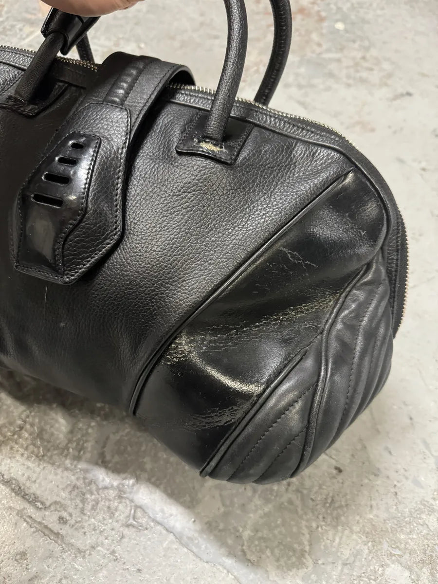 2000s Jean Paul Gaultier Ballistic Black Reinforced Leather Handle Bag kbqgvVi 6