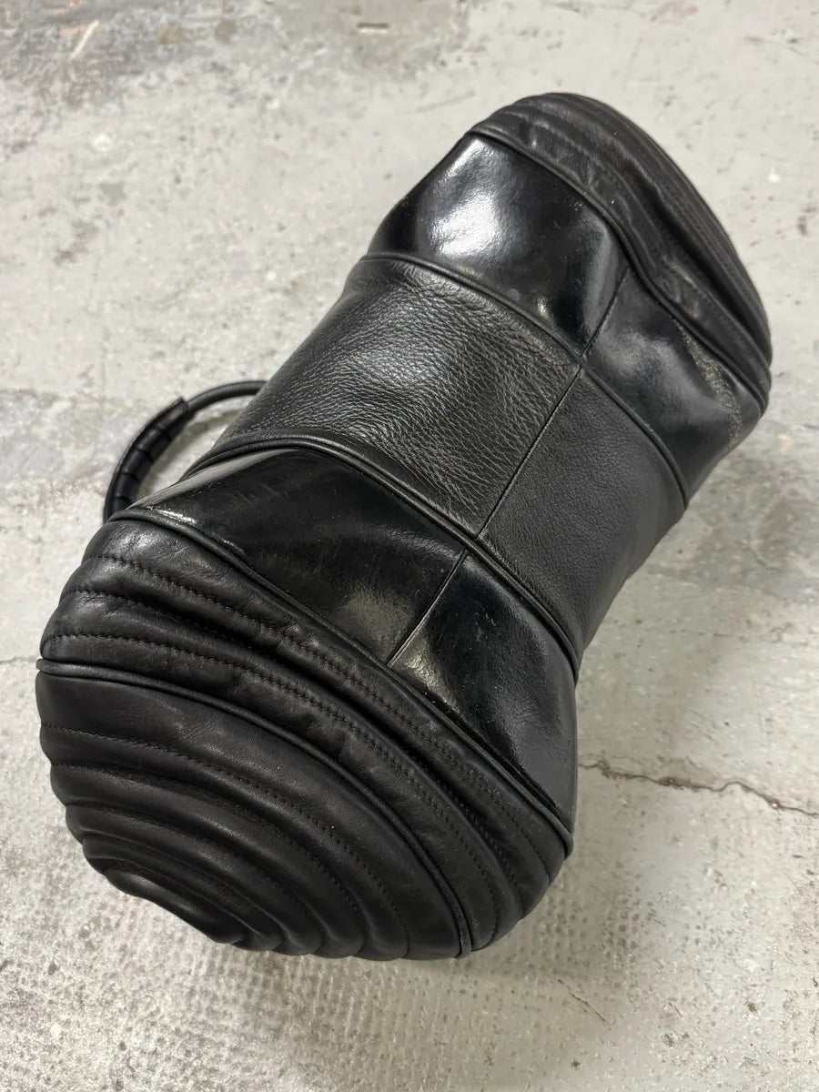 2000s Jean Paul Gaultier Ballistic Black Reinforced Leather Handle Bag kbqgvVi 9