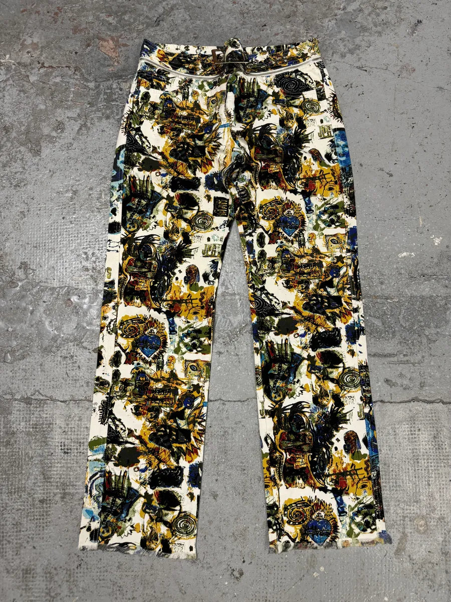 2000s Jean Paul Gaultier Basquiat Belted Abstract Human Body Pants DILhcXo 2