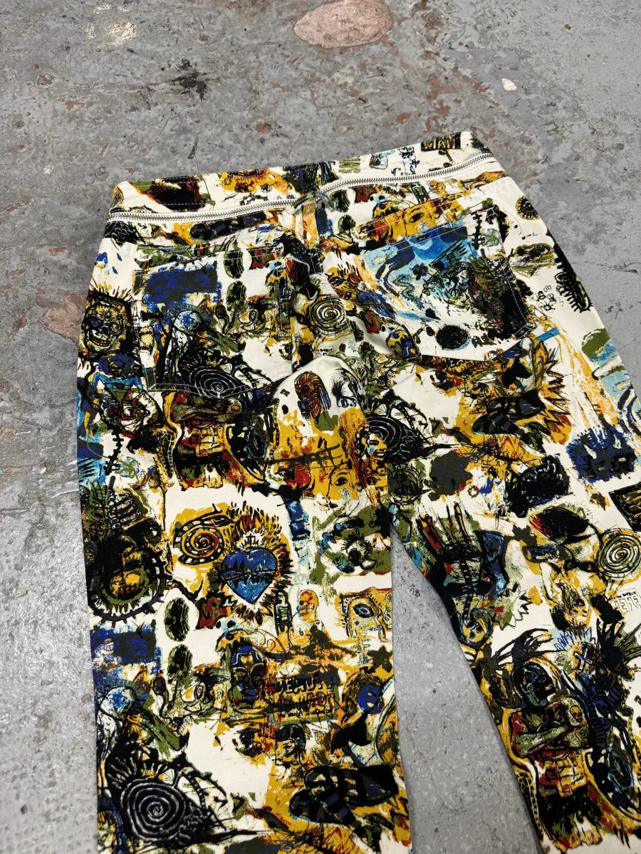 2000s Jean Paul Gaultier Basquiat Belted Abstract Human Body Pants DILhcXo 3