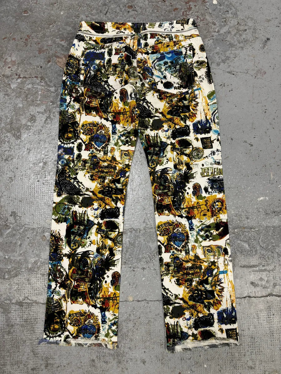 2000s Jean Paul Gaultier Basquiat Belted Abstract Human Body Pants DILhcXo 4