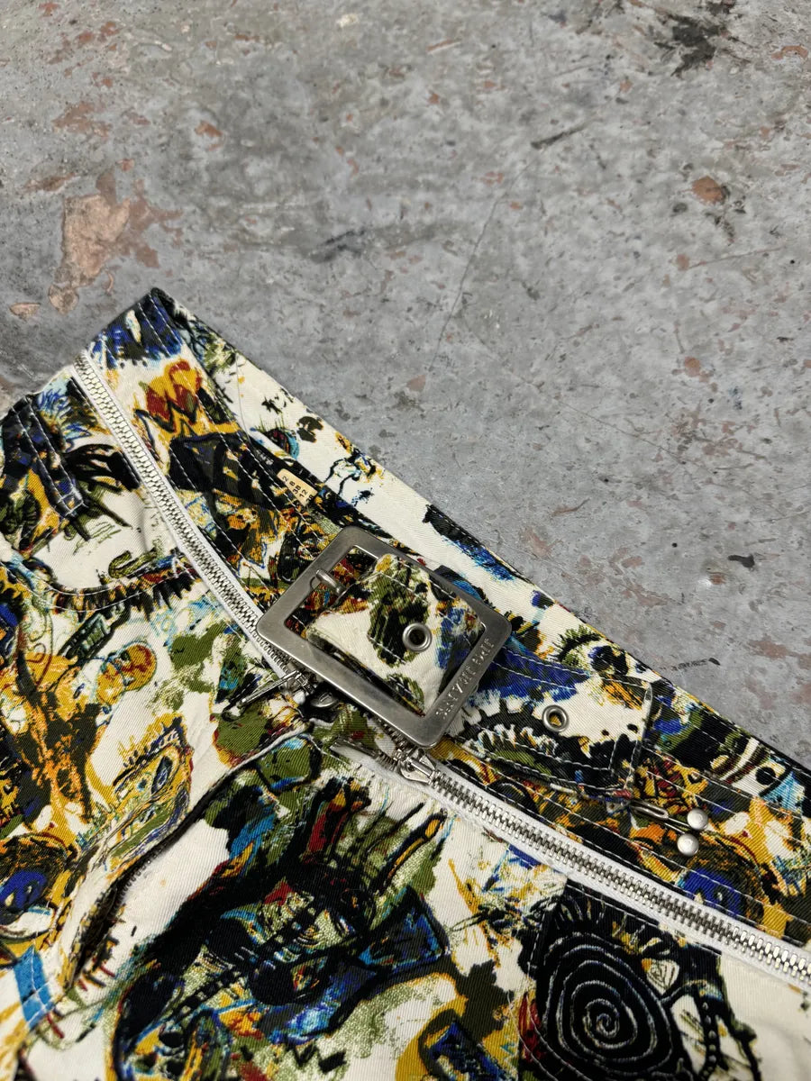 2000s Jean Paul Gaultier Basquiat Belted Abstract Human Body Pants DILhcXo 7