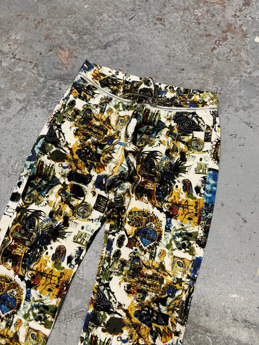 2000s Jean Paul Gaultier Basquiat Belted Abstract Human Body Pants DILhcXo 8