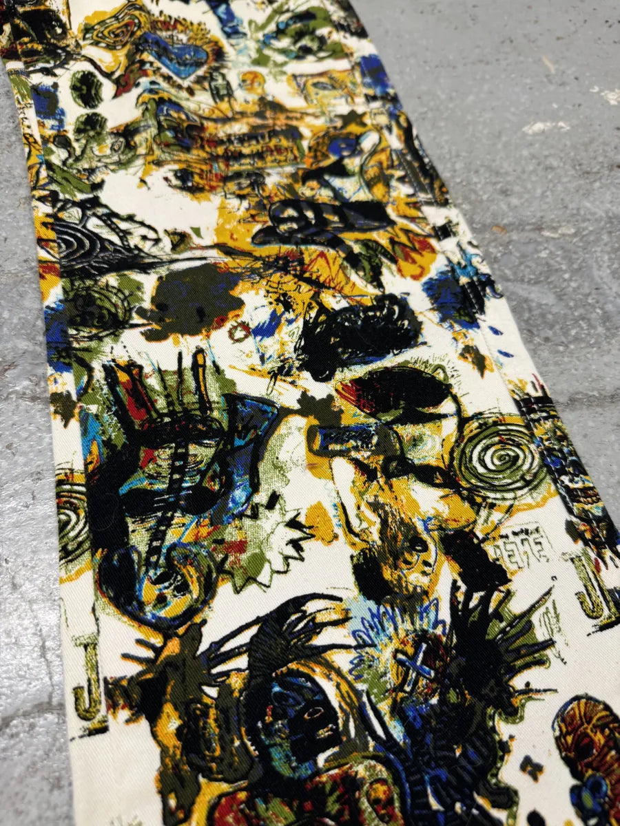 2000s Jean Paul Gaultier Basquiat Belted Abstract Human Body Pants DILhcXo 9