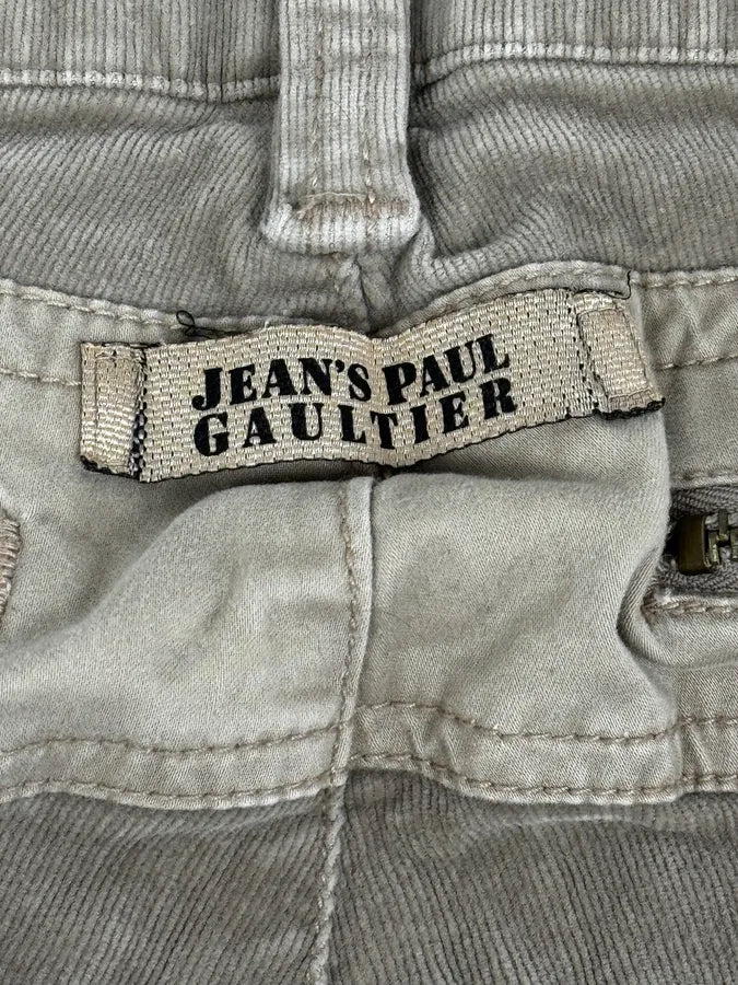 2000s Jean Paul Gaultier Beige Multi Pockets Cargo Aviator Velvet Pants FMgaUSp 8