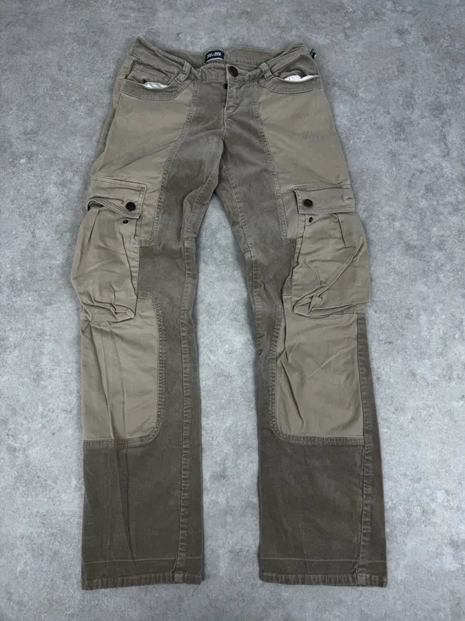 2000s Jean Paul Gaultier Beige Multi Pockets Cargo Aviator Velvet Pants FMgaUSp 0