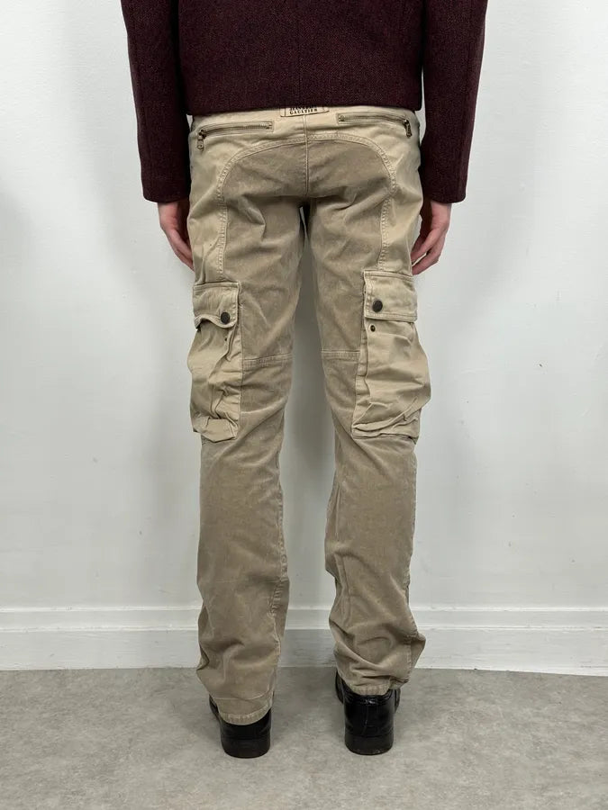 2000s Jean Paul Gaultier Beige Multi Pockets Cargo Aviator Velvet Pants FMgaUSp 3