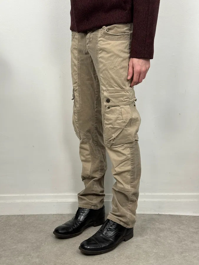 2000s Jean Paul Gaultier Beige Multi Pockets Cargo Aviator Velvet Pants FMgaUSp 2
