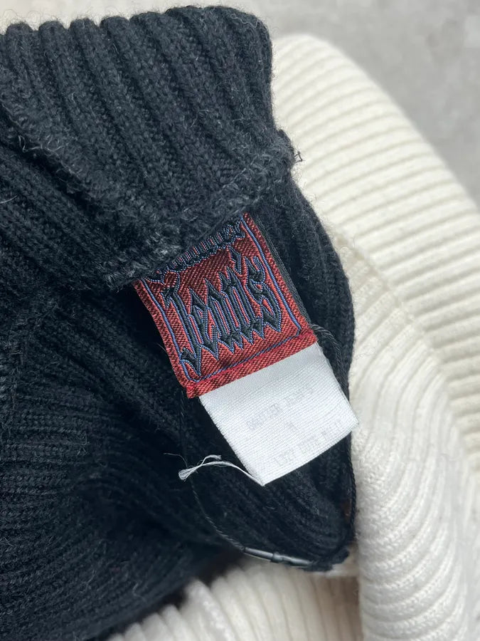 1990s Jean Paul Gaultier Black & White Wool Cropped Hooded Sweater fckReom 9
