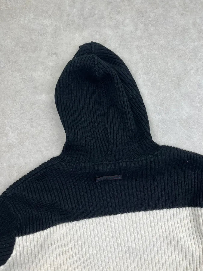 1990s Jean Paul Gaultier Black & White Wool Cropped Hooded Sweater fckReom 7