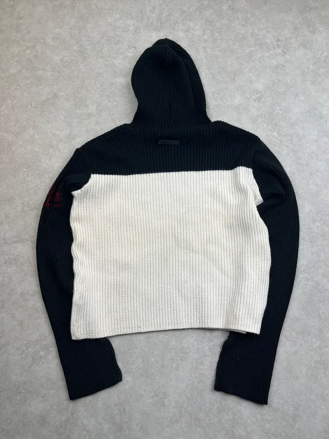 1990s Jean Paul Gaultier Black & White Wool Cropped Hooded Sweater fckReom 6