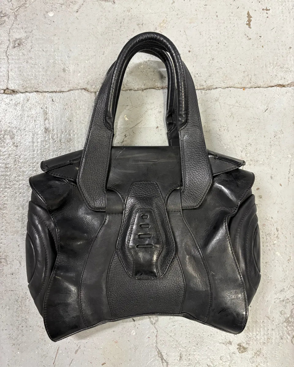 2000s Jean Paul Gaultier Black Ballistic Leather Bag (OS) zHLuOYu 0