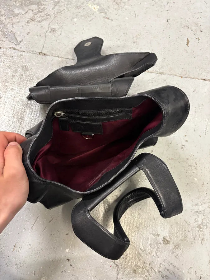 2000s Jean Paul Gaultier Black Ballistic Leather Bag (OS) zHLuOYu 5