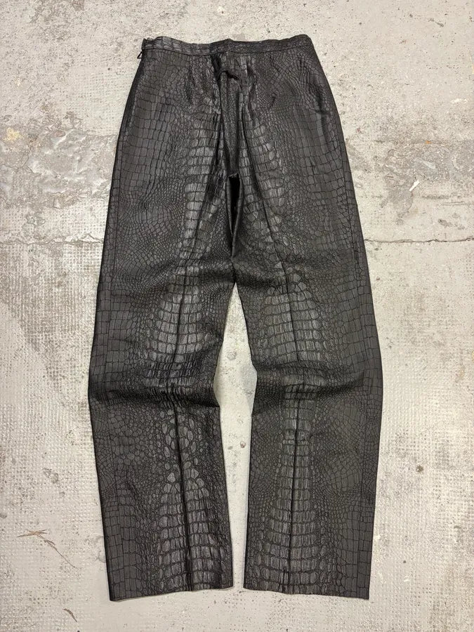 2000s Jean Paul Gaultier Black Crocodile Embossed Pants xcIUZPU 7