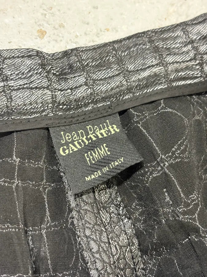 2000s Jean Paul Gaultier Black Crocodile Embossed Pants xcIUZPU 11