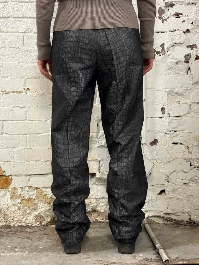 2000s Jean Paul Gaultier Black Crocodile Embossed Pants xcIUZPU 2