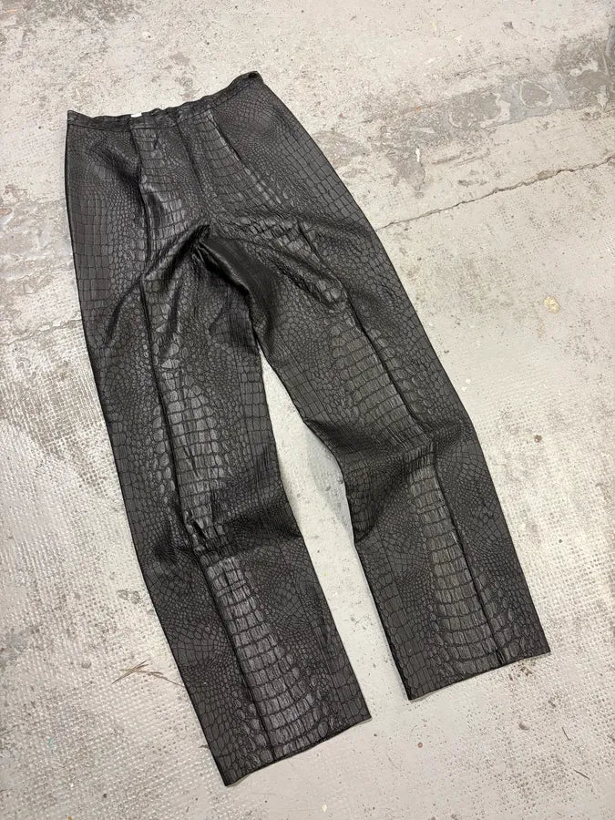 2000s Jean Paul Gaultier Black Crocodile Embossed Pants xcIUZPU 4