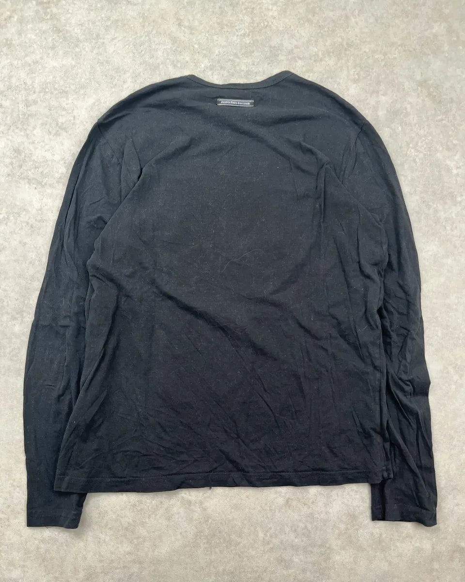 2000s Jean Paul Gaultier Black Feather Floral Longsleeve vaRTzDq 3