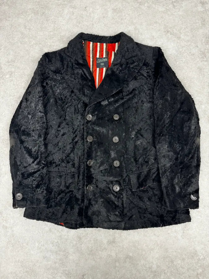 2000s Jean Paul Gaultier Black Fur Velvet Blazer Jacket KObdASE 0