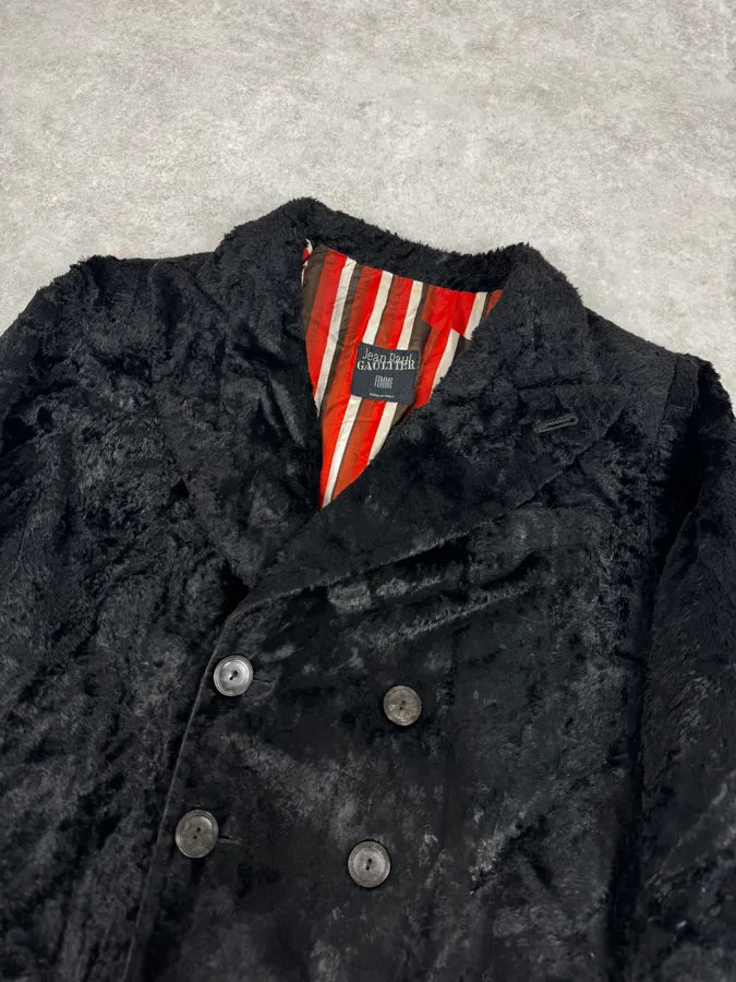 2000s Jean Paul Gaultier Black Fur Velvet Blazer Jacket KObdASE 4
