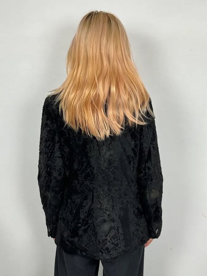 2000s Jean Paul Gaultier Black Fur Velvet Blazer Jacket KObdASE 2