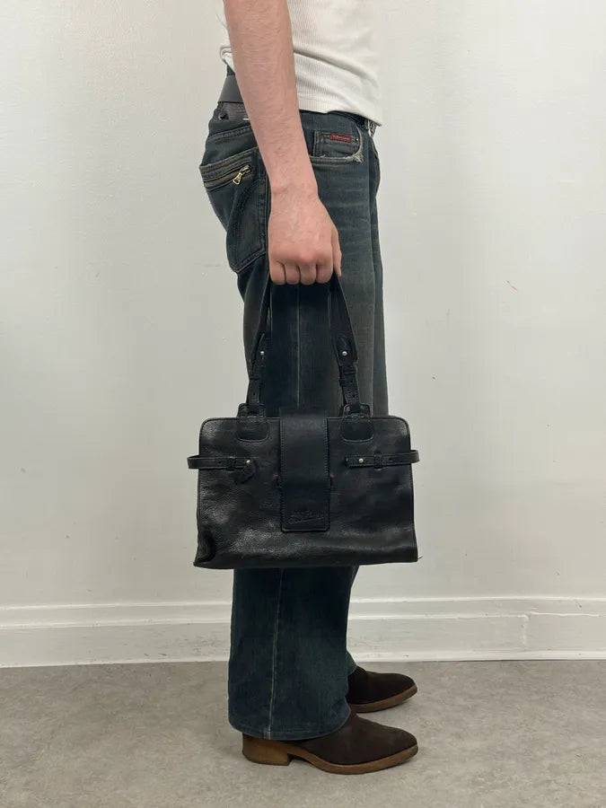 2000s Jean Paul Gaultier Black Handle Leather Bag grKFBMA 1