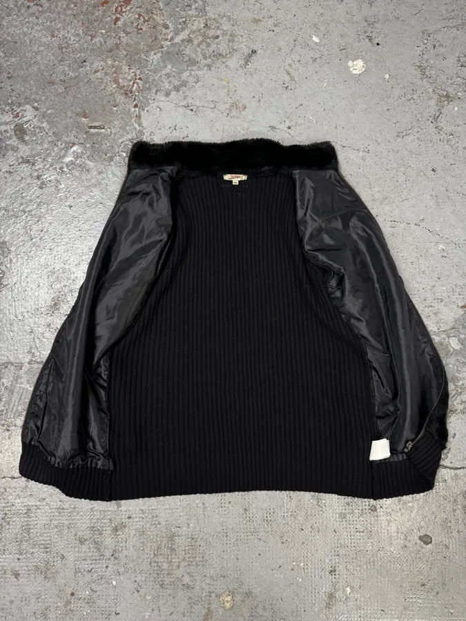 2000s Jean Paul Gaultier Black Hybrid Faux Fur Zip-up Sweater 2000s Jean Paul Gaultier Black Hybrid Faux Fur Zip-up Sweater