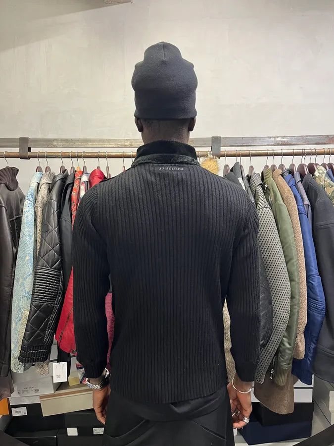 2000s Jean Paul Gaultier Black Hybrid Faux Fur Zip-up Sweater MlmuzFZ 4