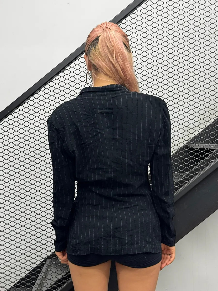 2000s Jean Paul Gaultier Black Pinstriped Blazer Jacket WSmUVPa 1