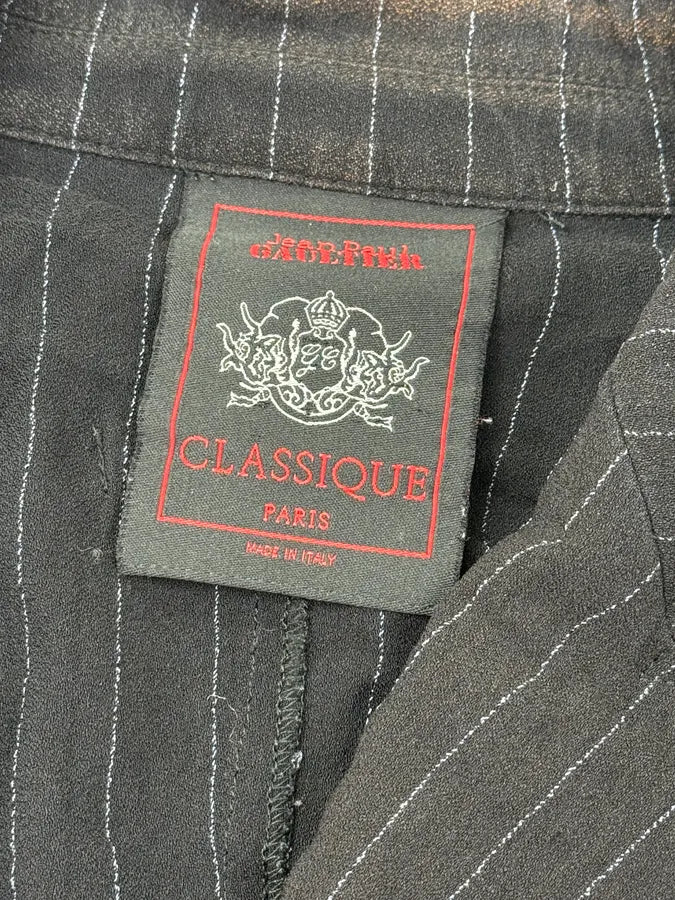 2000s Jean Paul Gaultier Black Pinstriped Blazer Jacket WSmUVPa 7