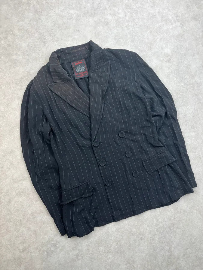 2000s Jean Paul Gaultier Black Pinstriped Blazer Jacket WSmUVPa 3