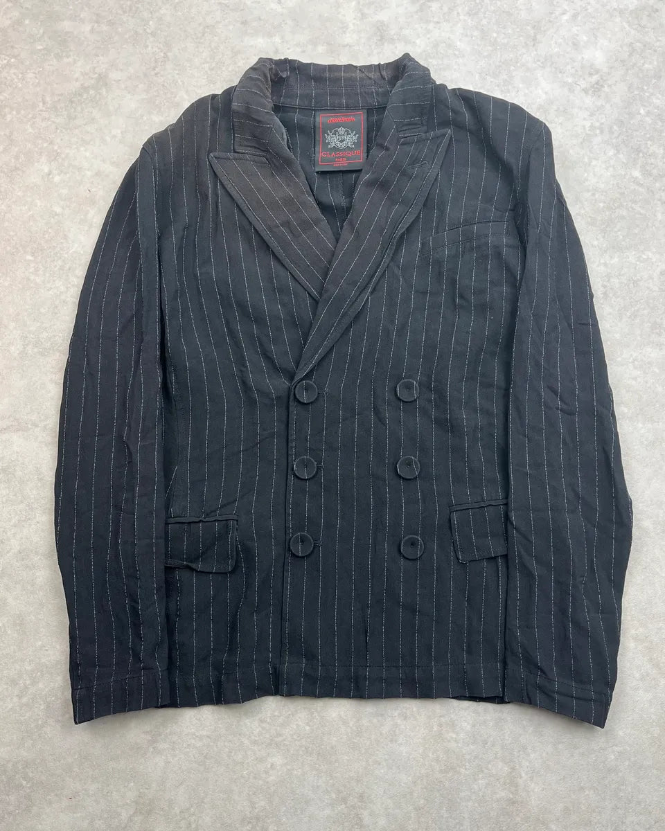 2000s Jean Paul Gaultier Black Pinstriped Blazer Jacket WSmUVPa 2