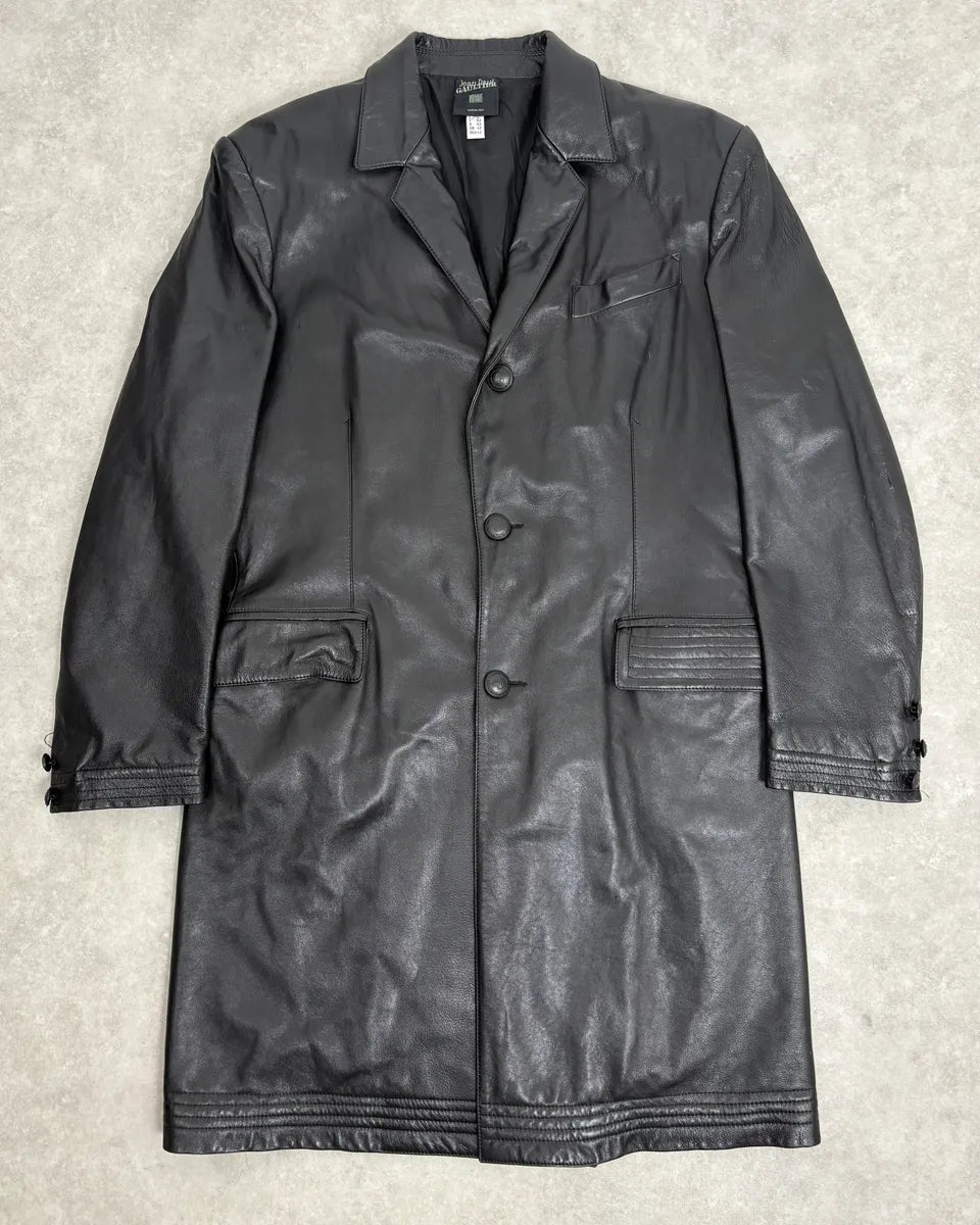 2000s Jean Paul Gaultier Black Premium Leather Long Coat oWccwrX 0