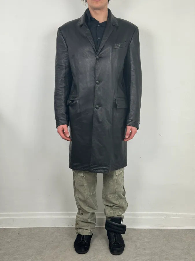 2000s Jean Paul Gaultier Black Premium Leather Long Coat oWccwrX 1