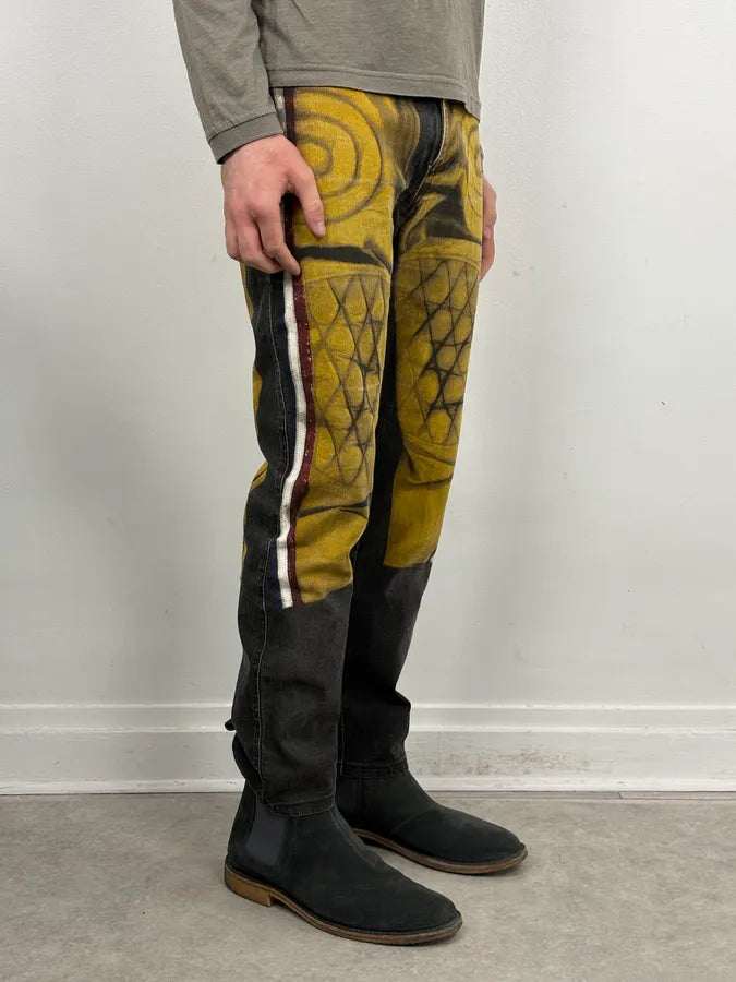 2000s Jean Paul Gaultier Black Yellow Trompe LOeil Jeans dLtJpOb 2