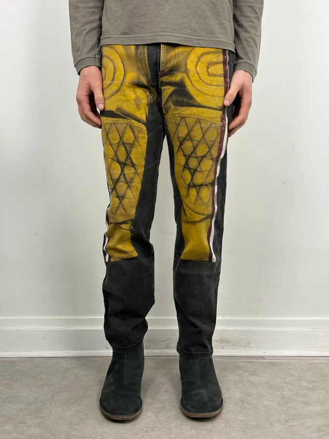 2000s Jean Paul Gaultier Black Yellow Trompe LOeil Jeans dLtJpOb 0