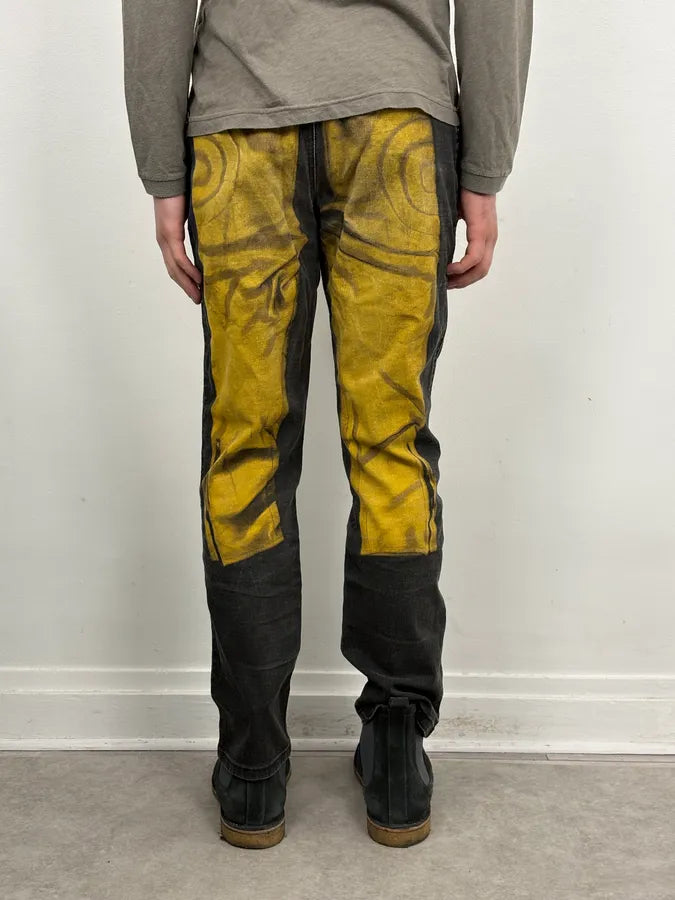2000s Jean Paul Gaultier Black Yellow Trompe LOeil Jeans dLtJpOb 1