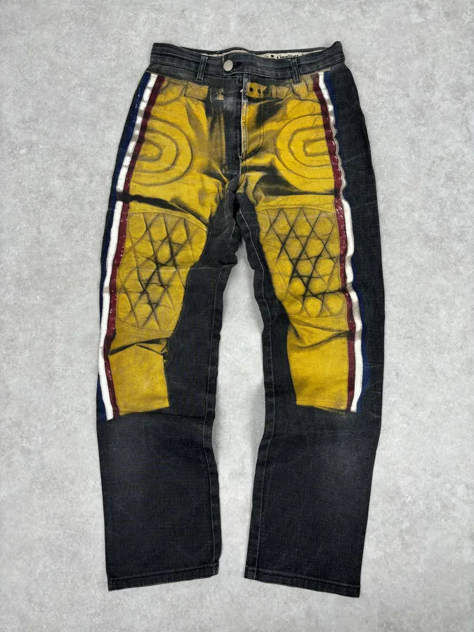 2000s Jean Paul Gaultier Black Yellow Trompe LOeil Jeans dLtJpOb 3