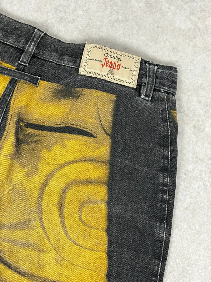 2000s Jean Paul Gaultier Black Yellow Trompe LOeil Jeans dLtJpOb 7