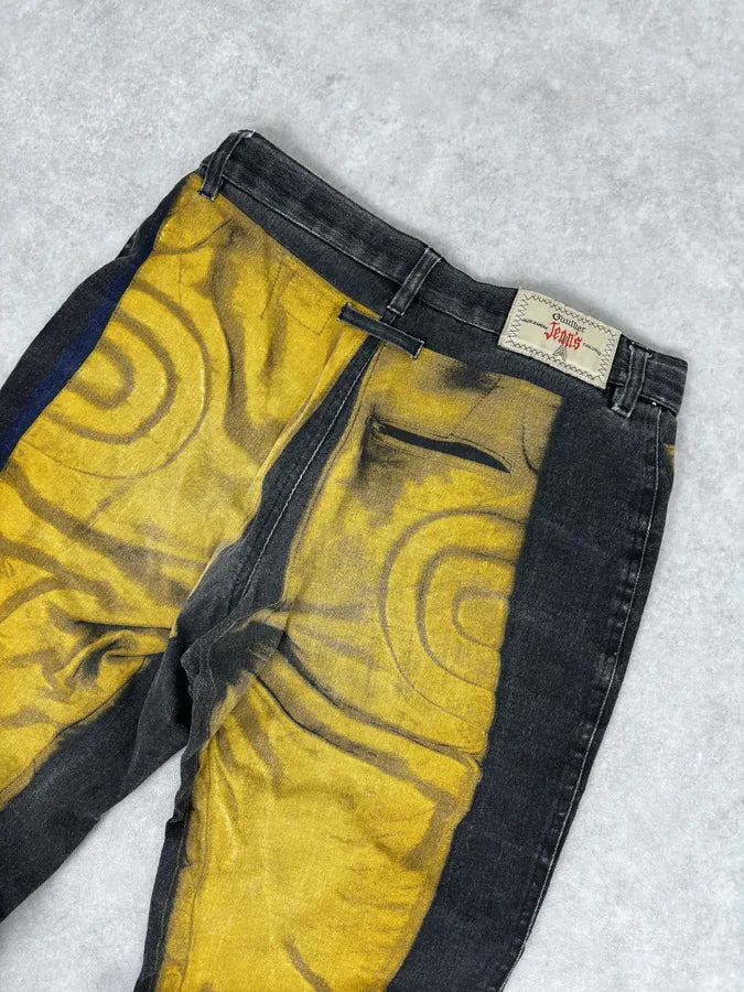 2000s Jean Paul Gaultier Black Yellow Trompe LOeil Jeans dLtJpOb 6