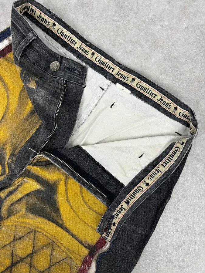 2000s Jean Paul Gaultier Black Yellow Trompe LOeil Jeans dLtJpOb 8