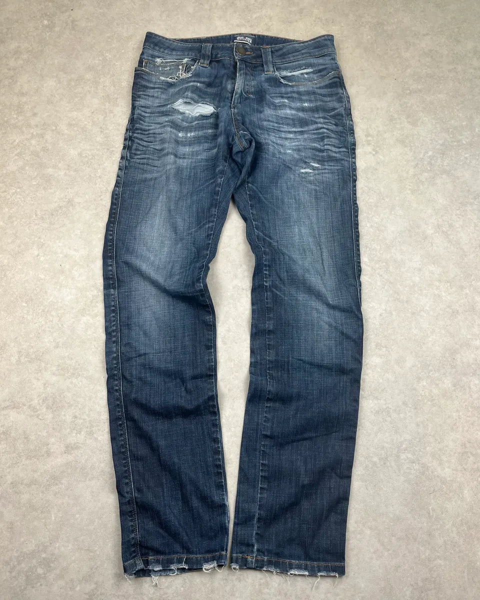 2000s Jean Paul Gaultier Blue Denim Slim Distressed Jeans mVjHegV 3