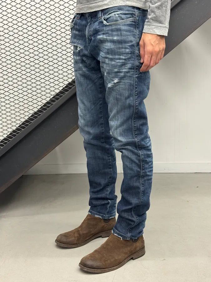 2000s Jean Paul Gaultier Blue Denim Slim Distressed Jeans mVjHegV 1