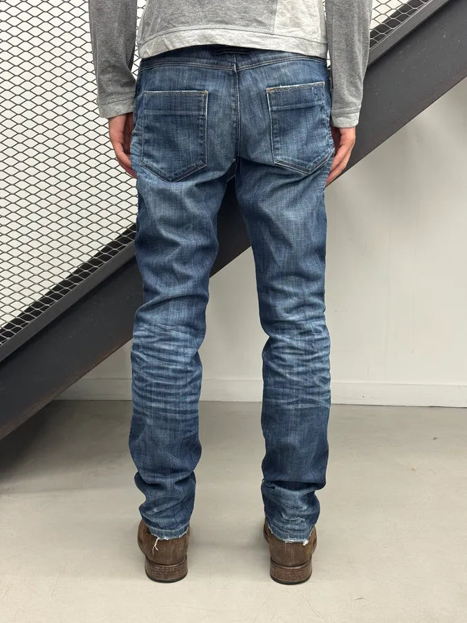 2000s Jean Paul Gaultier Blue Denim Slim Distressed Jeans mVjHegV 2