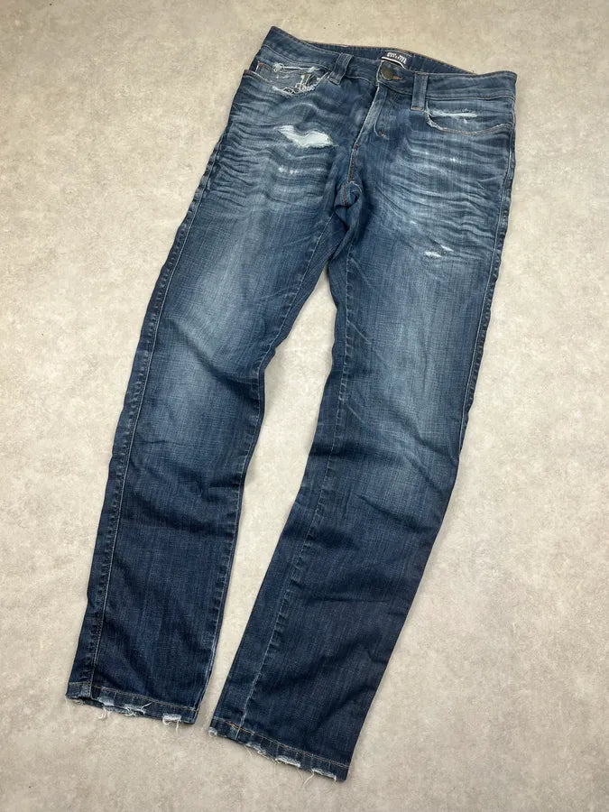 2000s Jean Paul Gaultier Blue Denim Slim Distressed Jeans mVjHegV 4