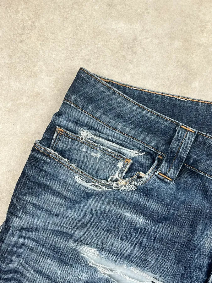 2000s Jean Paul Gaultier Blue Denim Slim Distressed Jeans mVjHegV 9