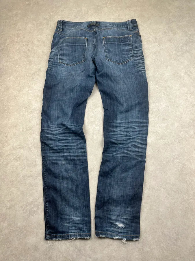 2000s Jean Paul Gaultier Blue Denim Slim Distressed Jeans mVjHegV 6