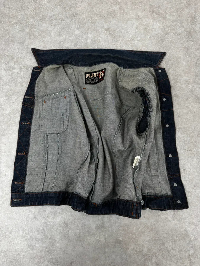 2000s Jean Paul Gaultier Blue Elastic Sleeveless Vest Denim Jacket NgQmWHx 6