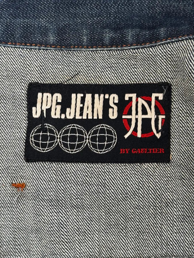 2000s Jean Paul Gaultier Blue Elastic Sleeveless Vest Denim Jacket NgQmWHx 13