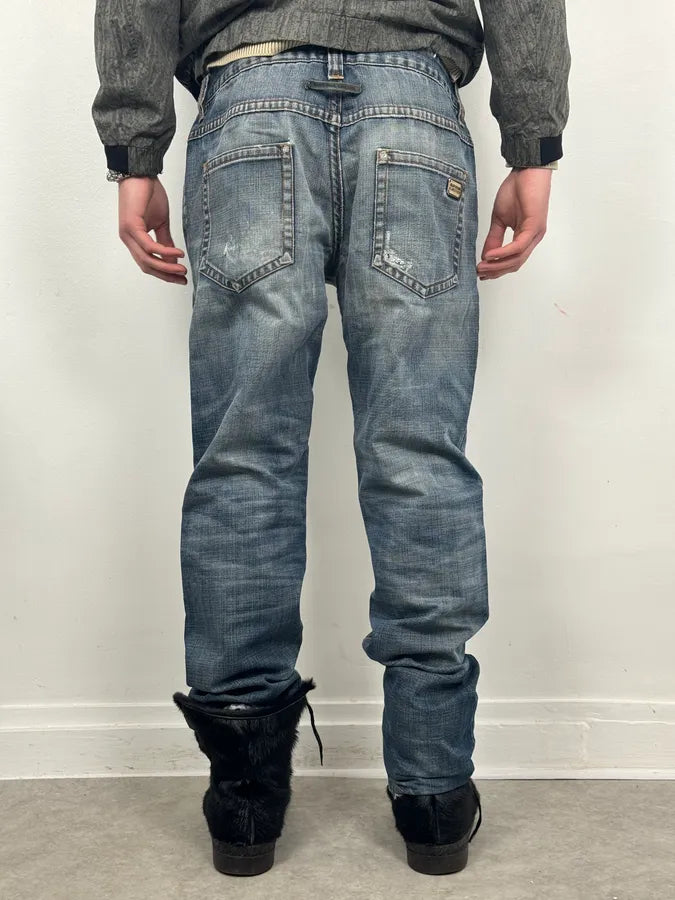 2000s Jean Paul Gaultier Blue Faded Rebel Denim Jeans IRtegEm 2